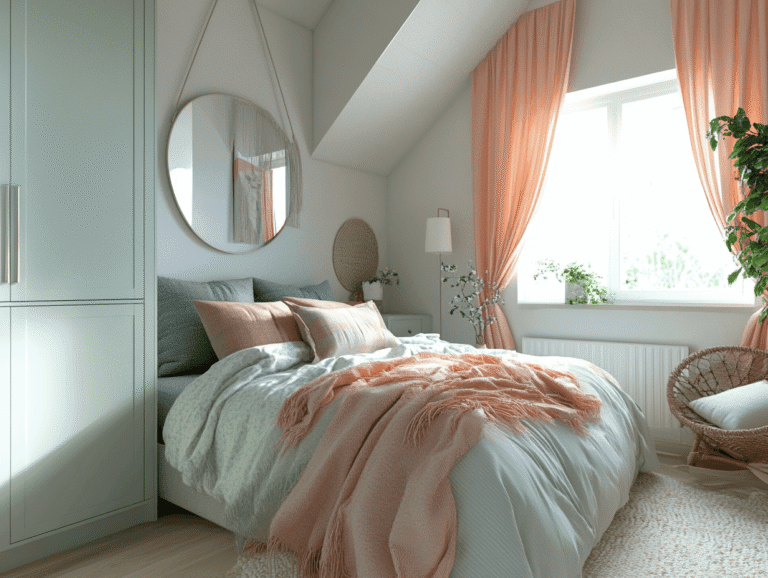 Sypialnia na poddaszu i okno